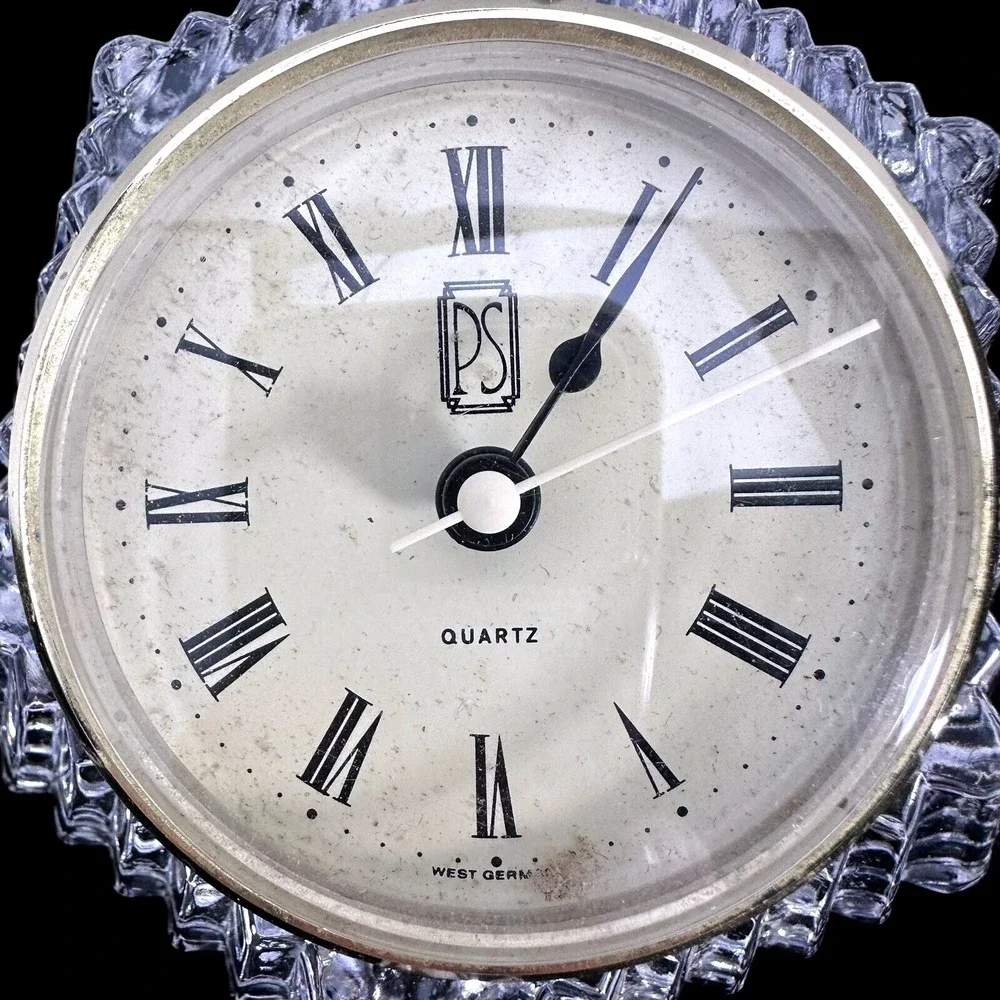 PS West Germany Quartz Clock Crystal Table Desk Decor‎ Vintage Retro